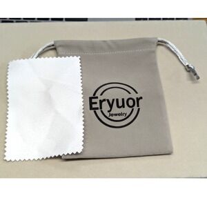 New Eryuor Jewelry Drawstring Dust Pouch with Polishing Cloth Velvety Gray